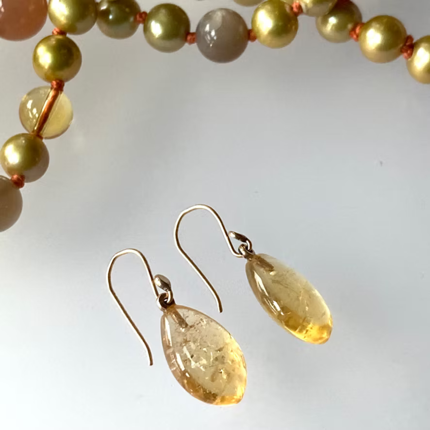 Citrine and Gold Teardrops