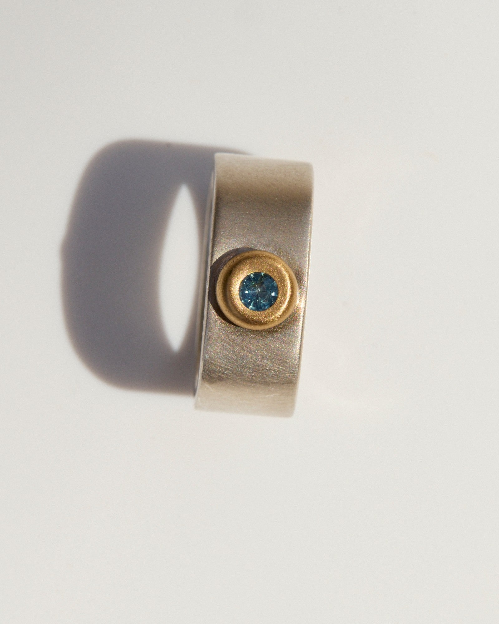 Teal Sapphire, 22k Gold & Sterling Silver Ring