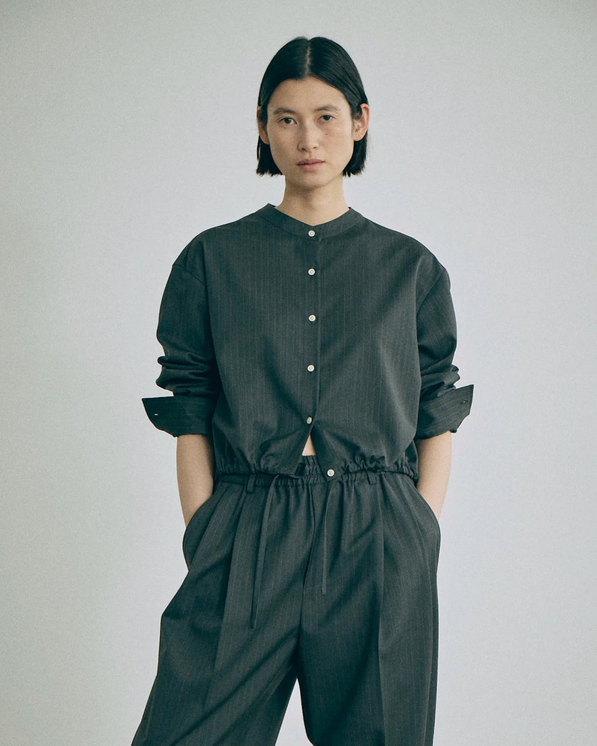Lucy Top in Charcoal Stripe