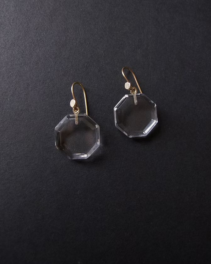 Clear Rock Crystal and Gold Earrings