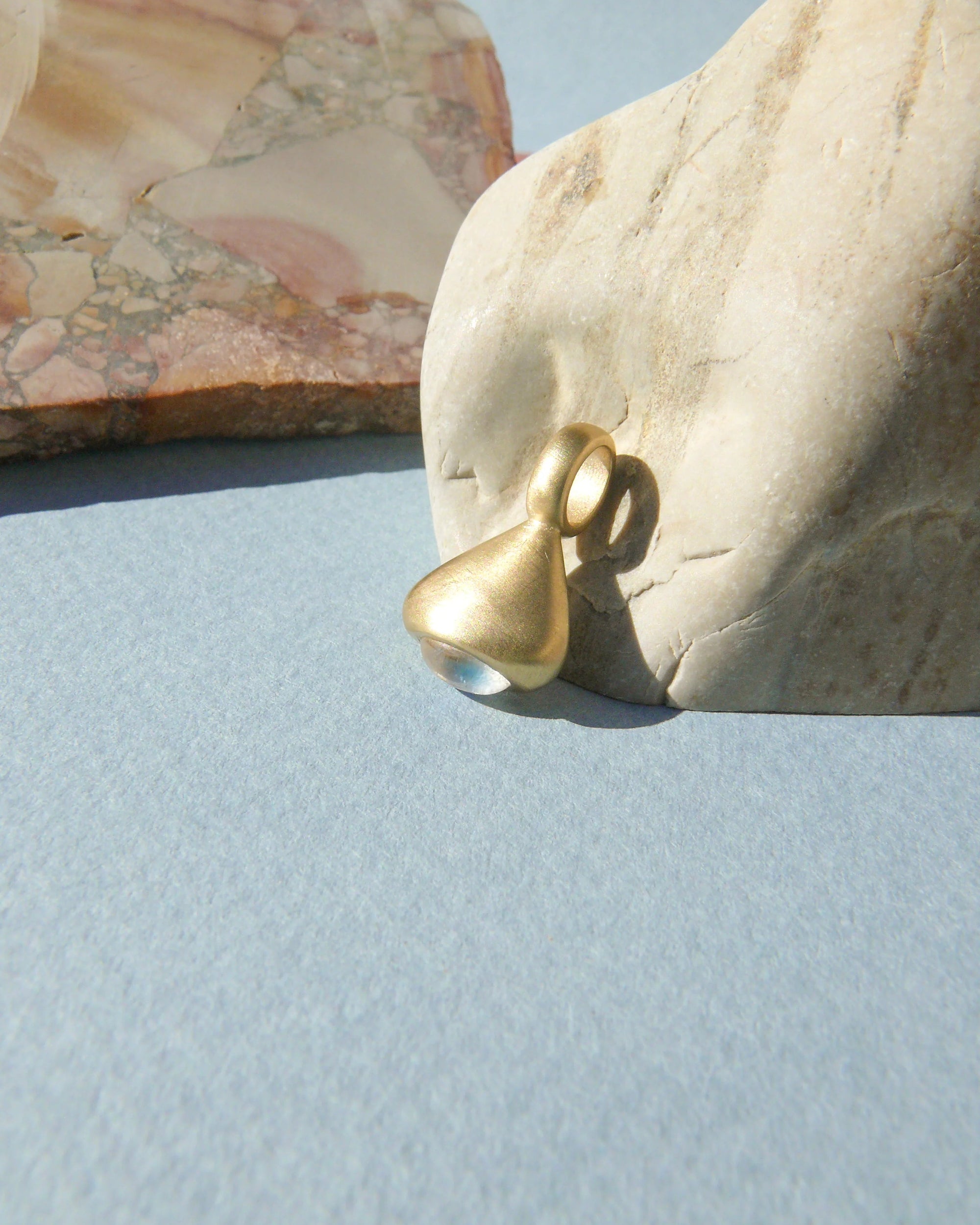 Pendulum Charm No.3 in 14k Gold and Moonstone