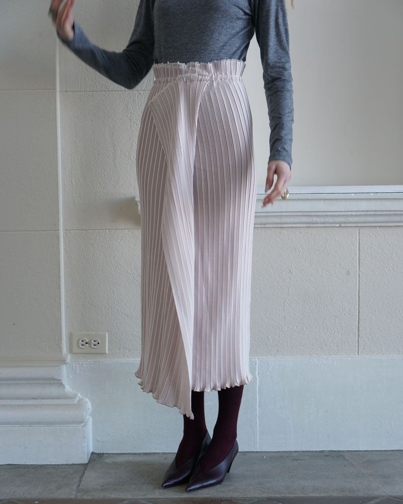 Pleated Soirée Wrap Skirt in Oyster