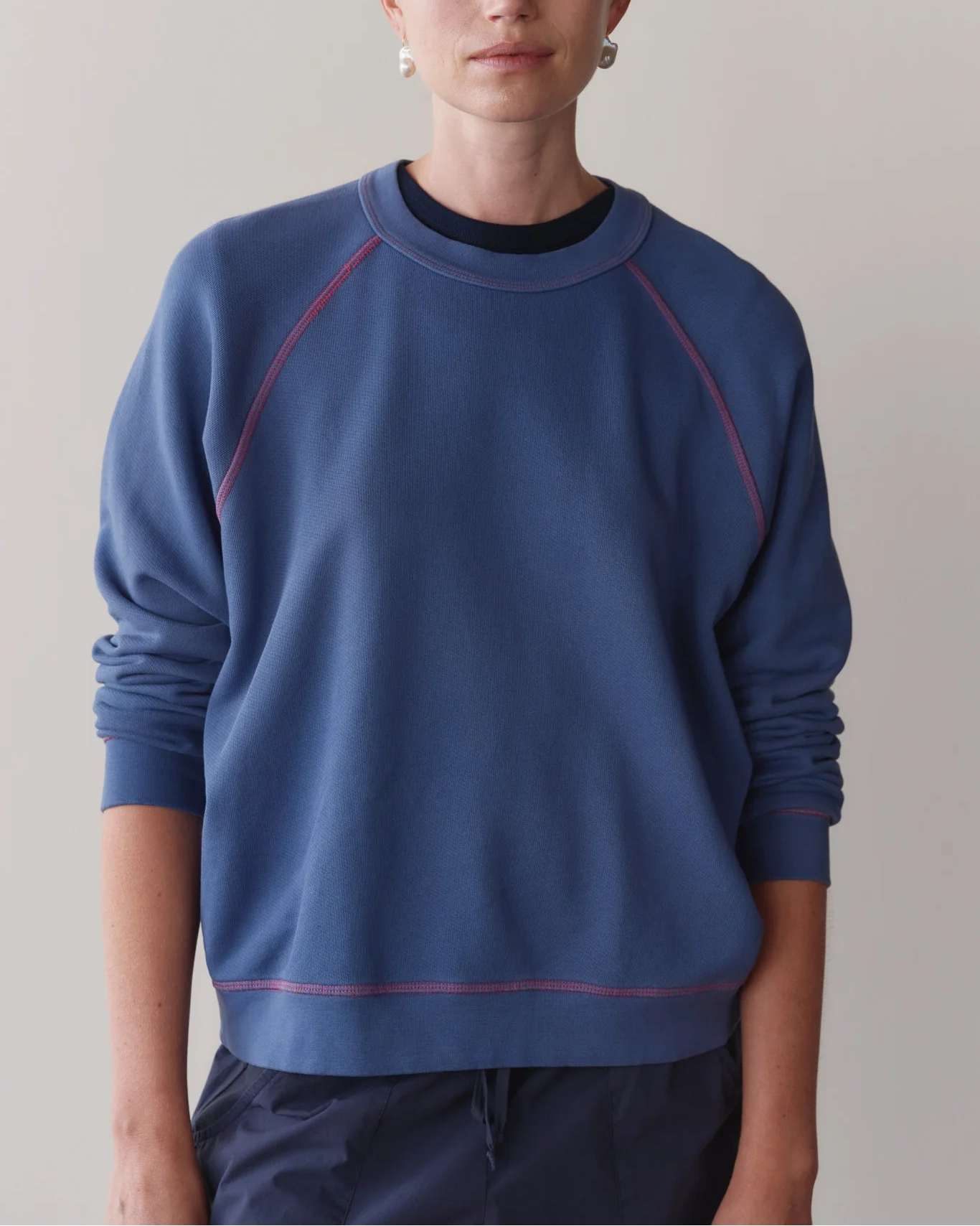 The Eco Terry Contrast Stitch Sweatshirt in Lapis