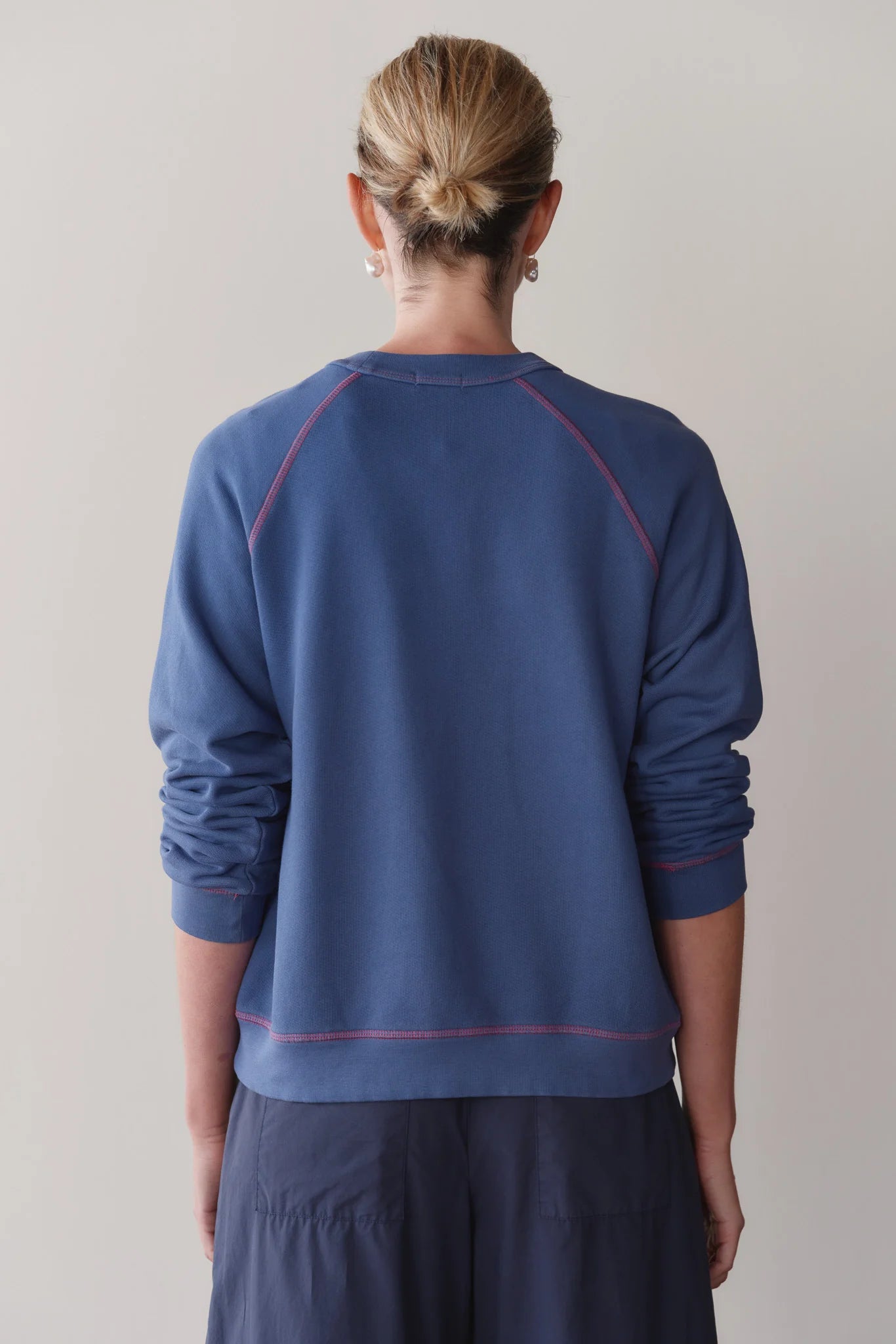 The Eco Terry Contrast Stitch Sweatshirt in Lapis
