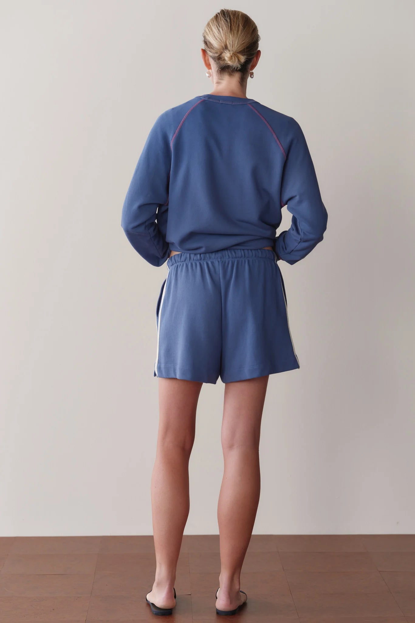 The Stripe Eco-Terry Short in Lapis