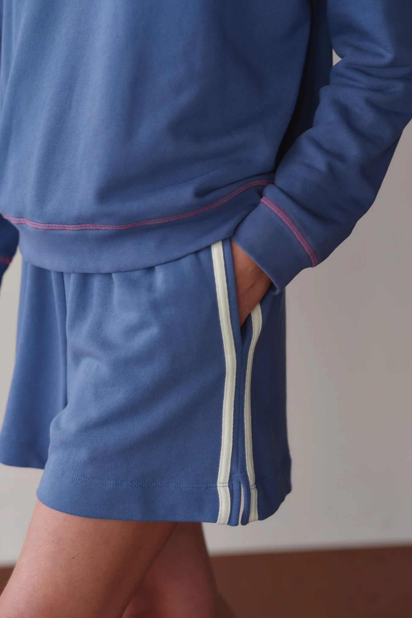 The Stripe Eco-Terry Short in Lapis