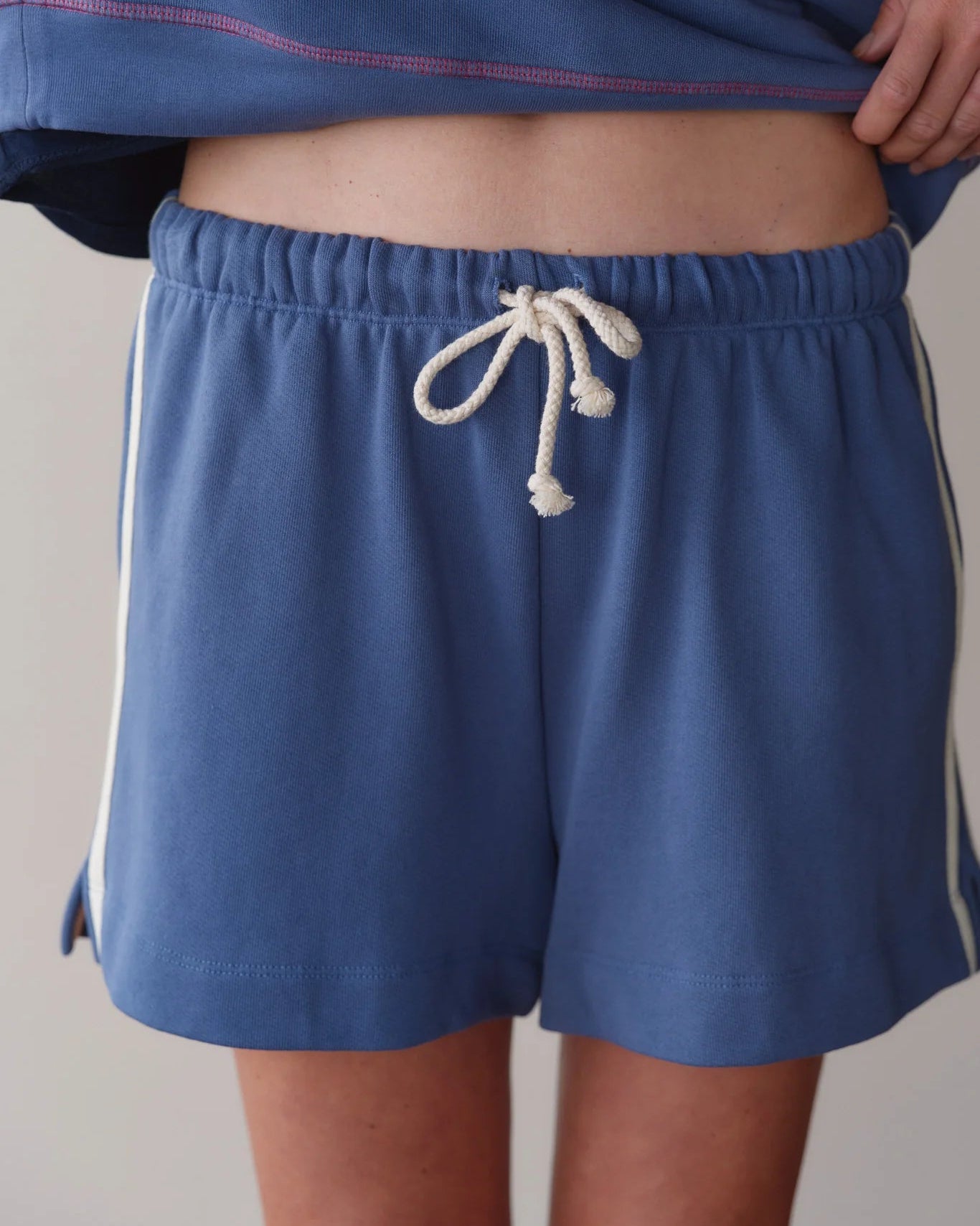 The Stripe Eco-Terry Short in Lapis