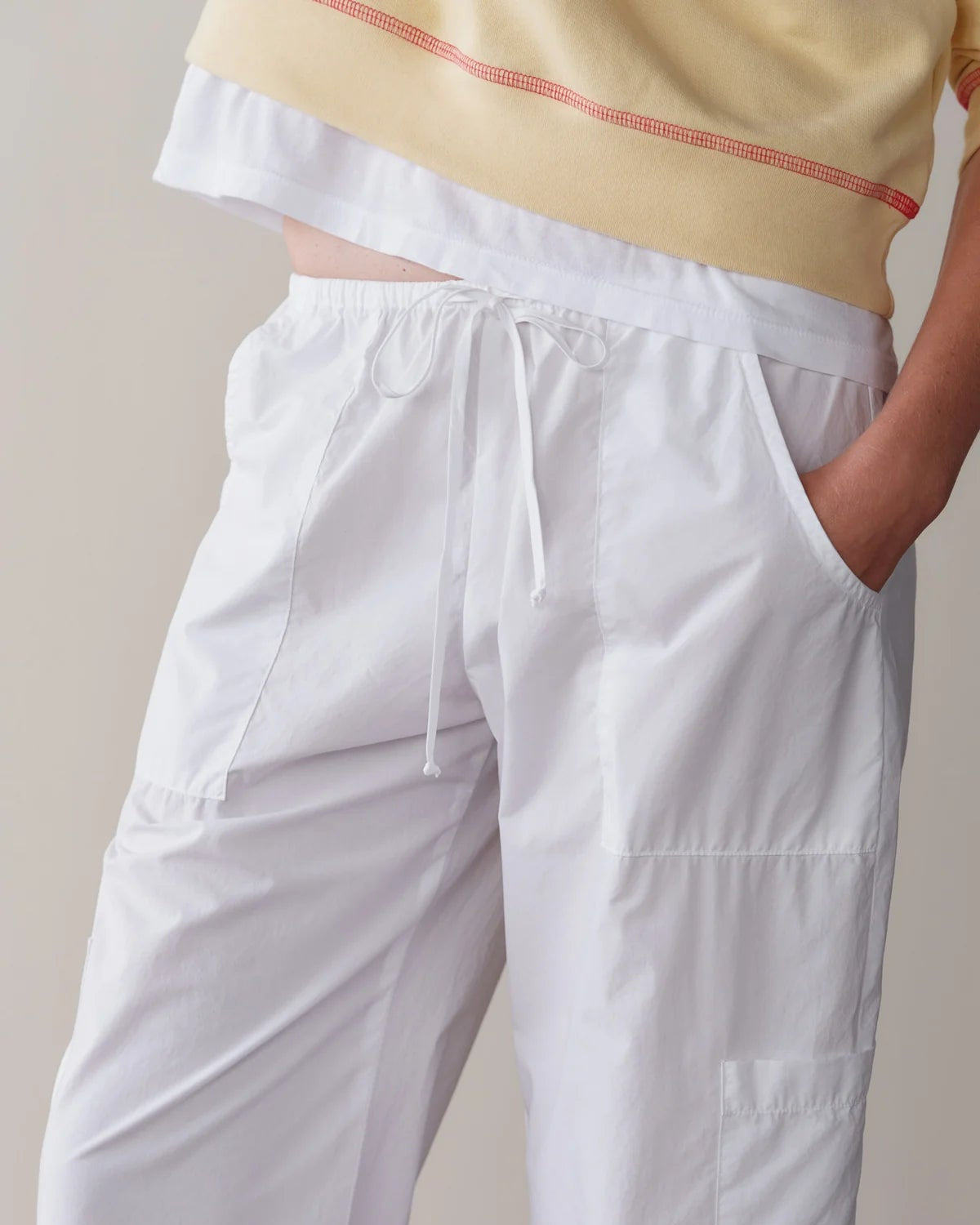 The Pop Drawstring Cargo Pant in Powder