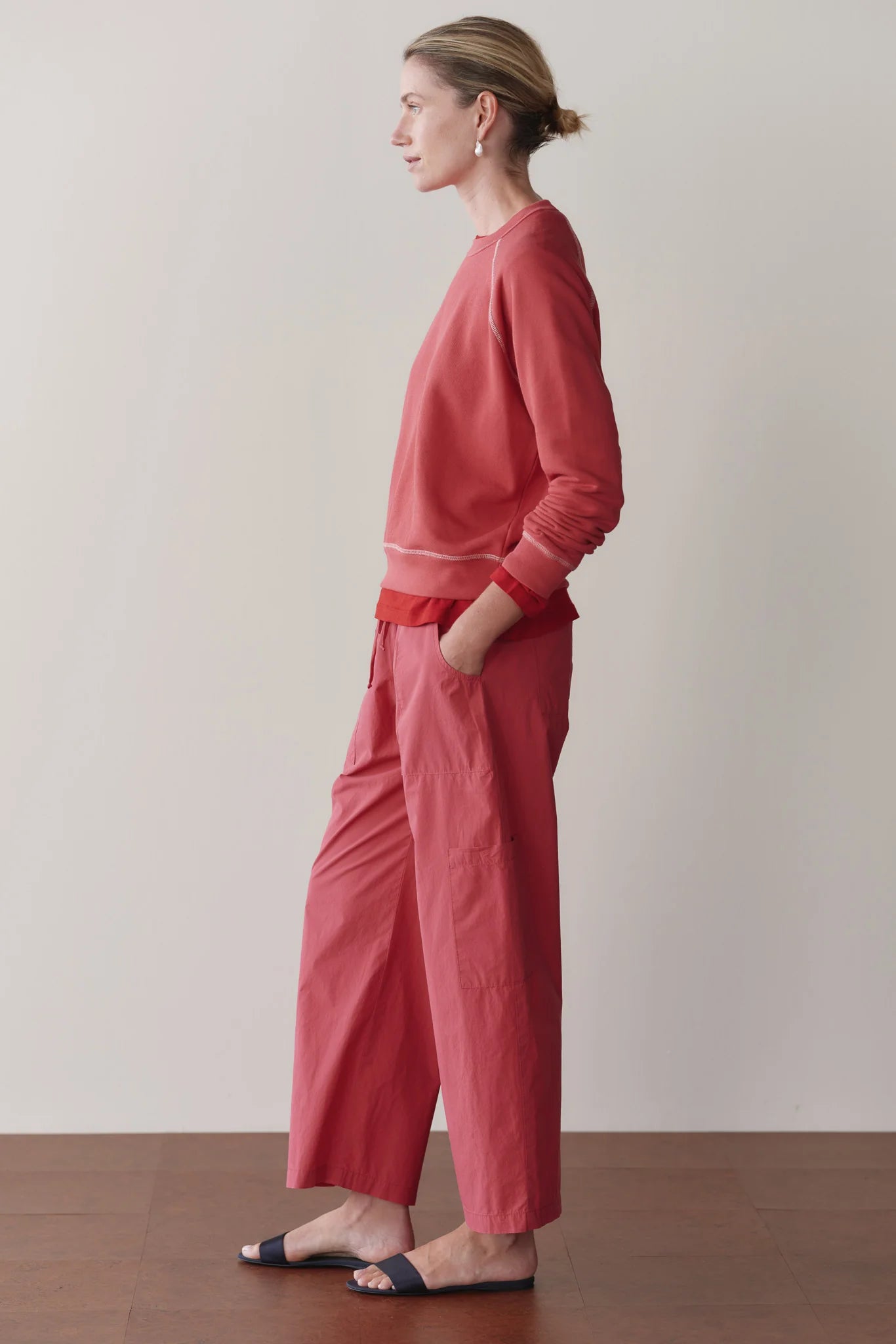 The Pop Drawstring Cargo Pant in Raspberry