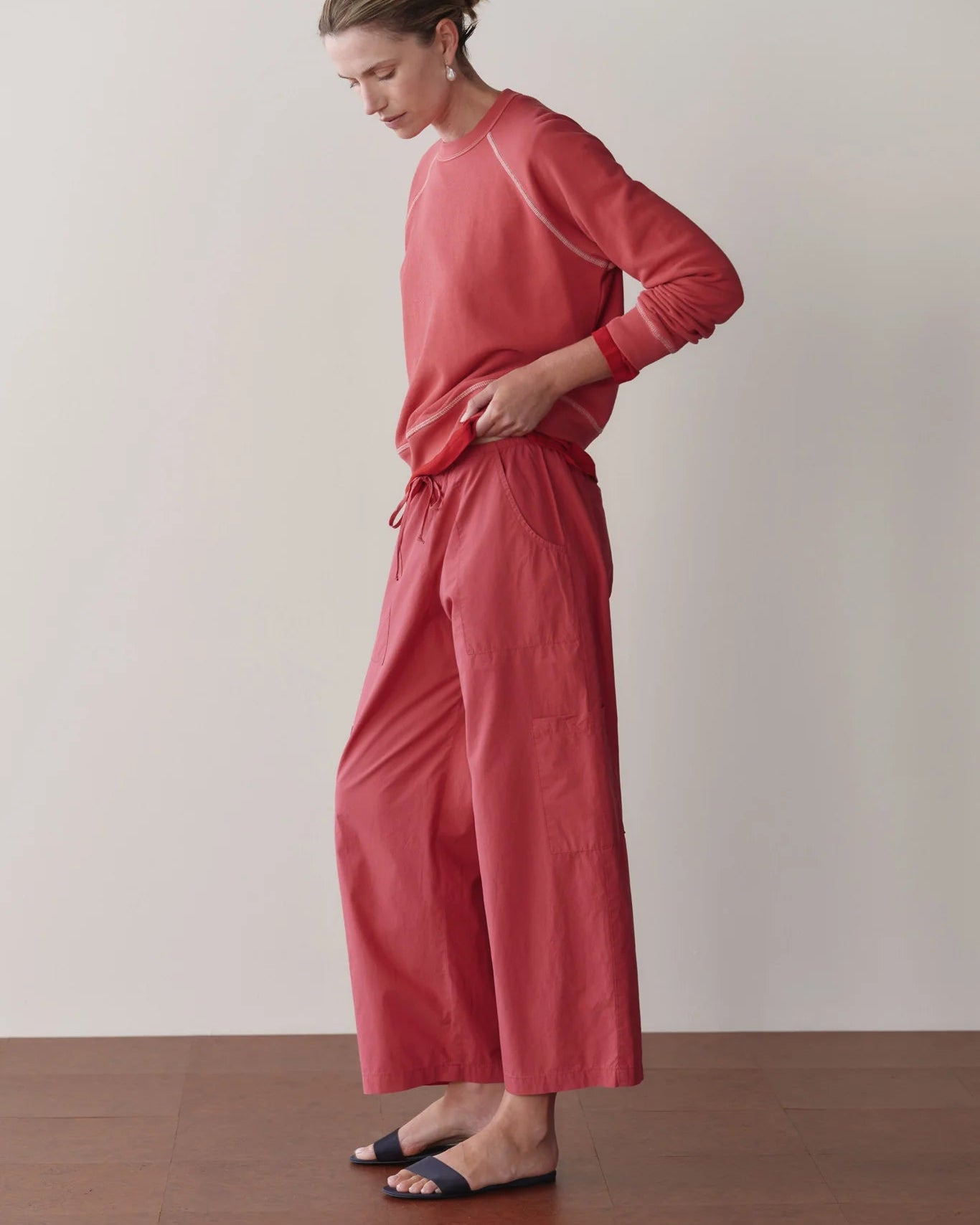 The Pop Drawstring Cargo Pant in Raspberry