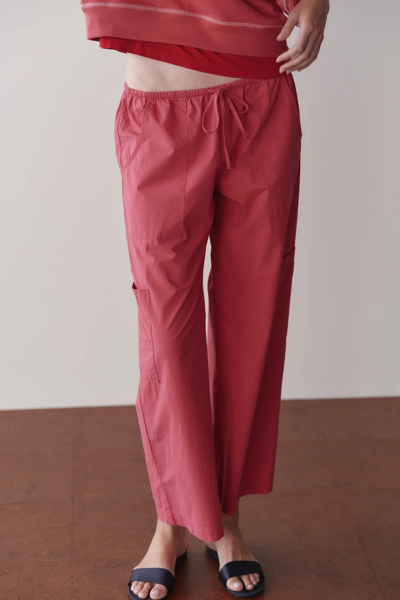 The Pop Drawstring Cargo Pant in Raspberry