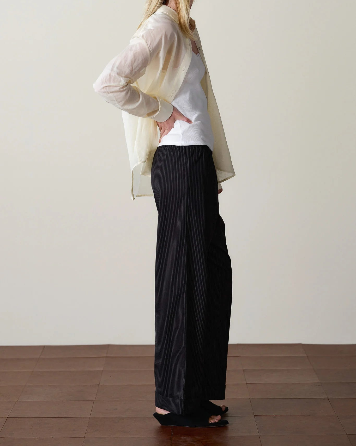 The Pop Pinstripe Simple Pant in Jet