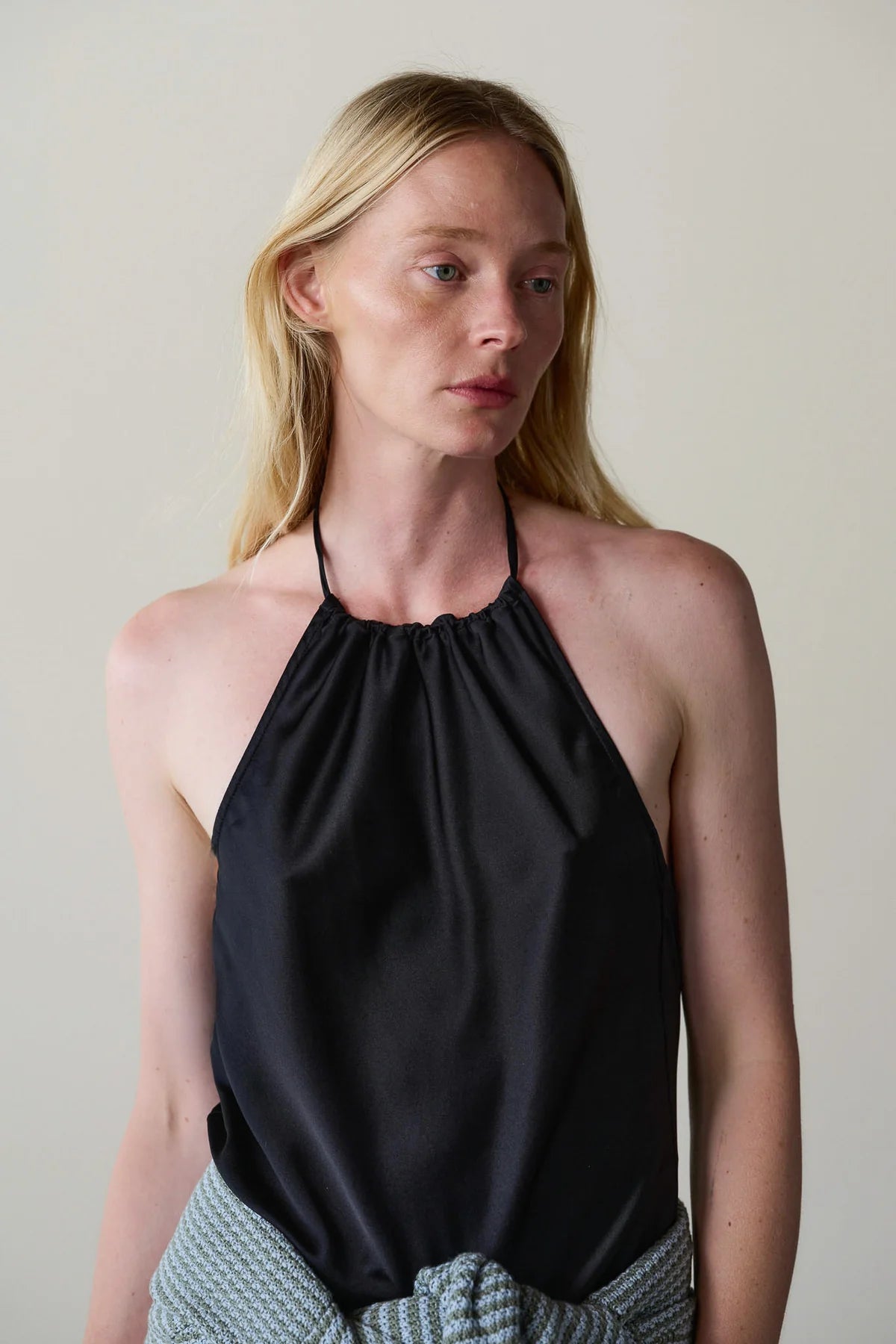 The Silk Halter Top in Jet
