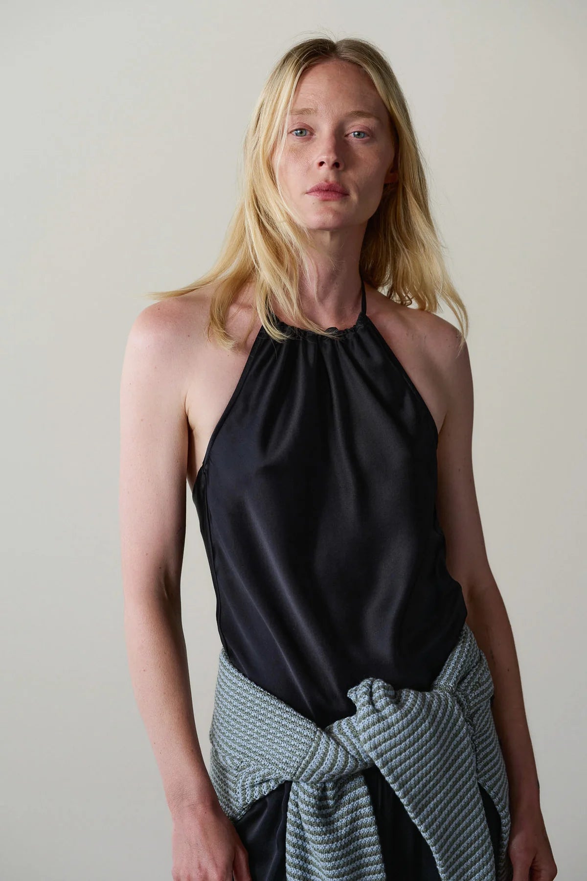 The Silk Halter Top in Jet