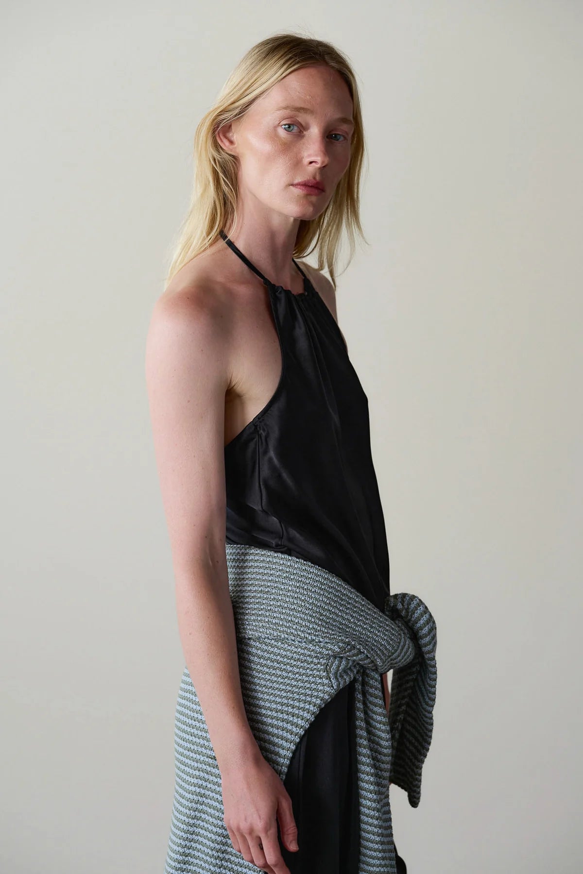 The Silk Halter Top in Jet