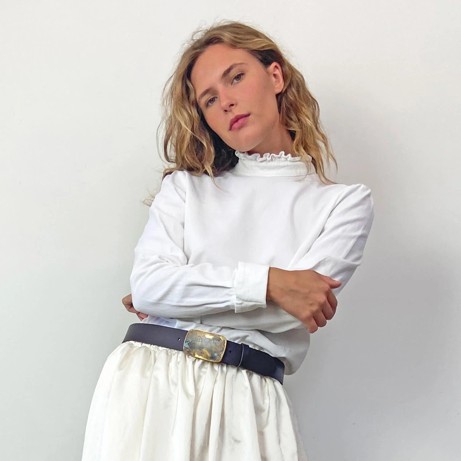 Black Leather & Brass Belt