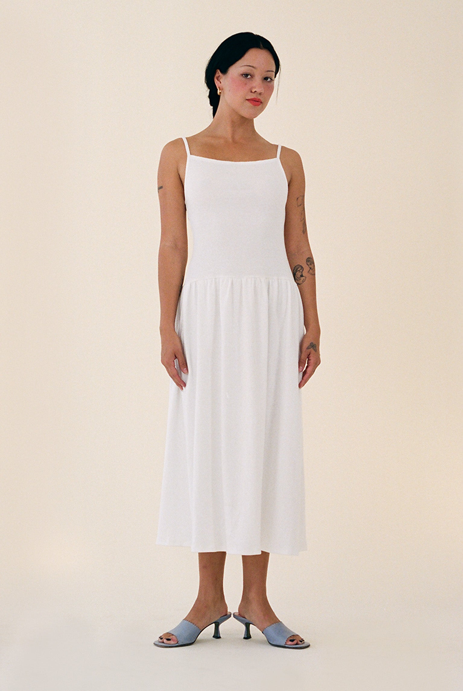 LaPointe Dropwaist Midi Dress in White